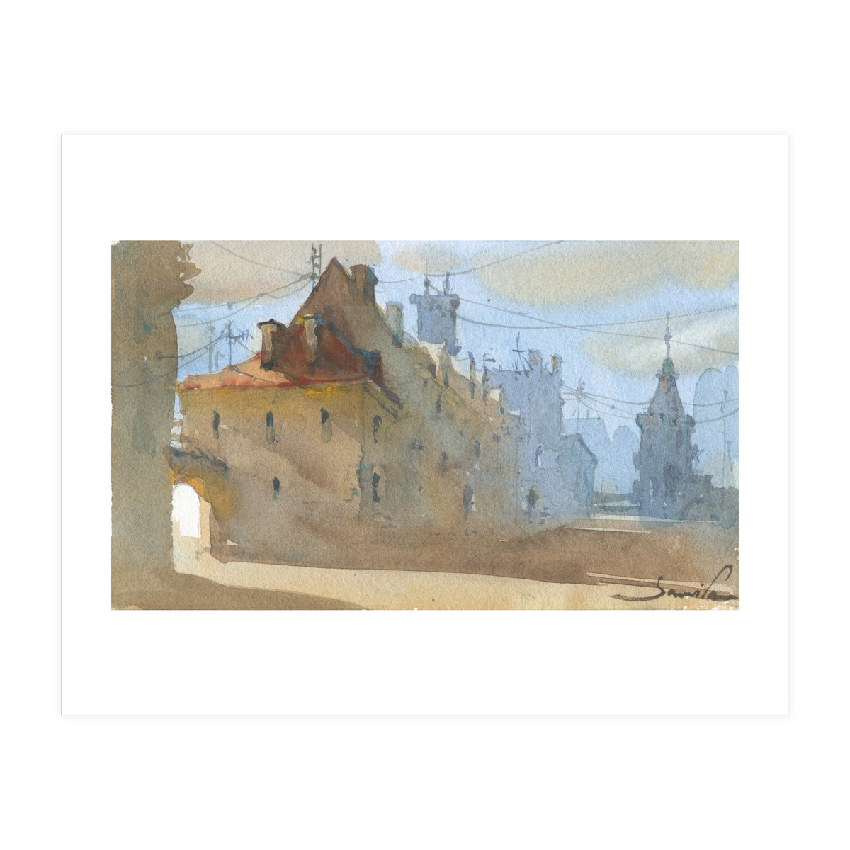 Old Town Warsaw. Watercolor painting. (Print Only)
