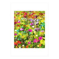 Meadow Flowers, Botanical Nature Landscape Painting (Print Only)