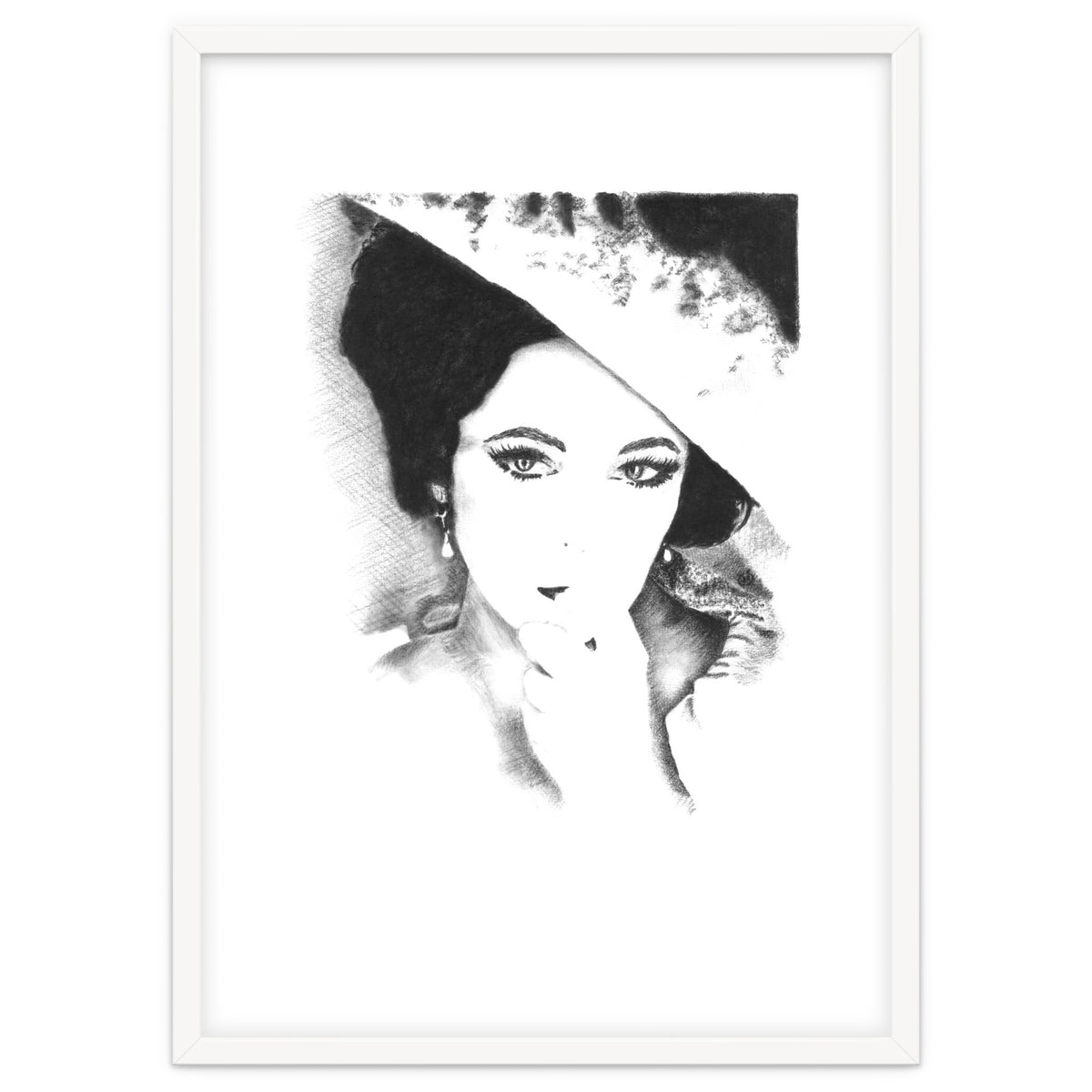 'Liz' - Elizabeth Taylor Charcoal Portrait