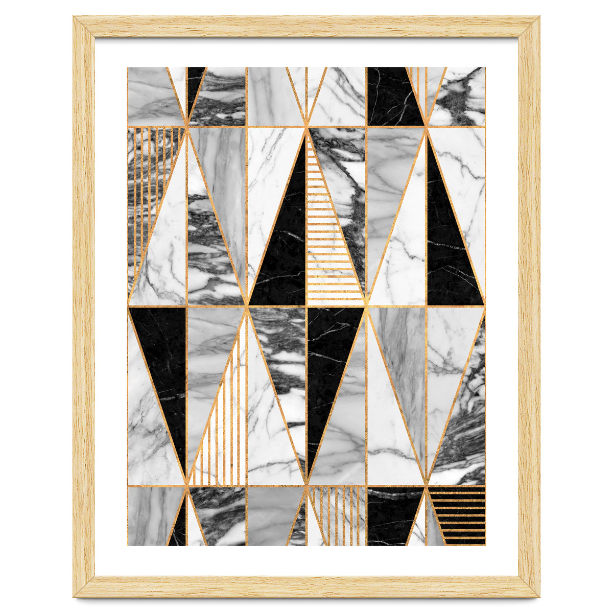 Marble Triangles - Black and White