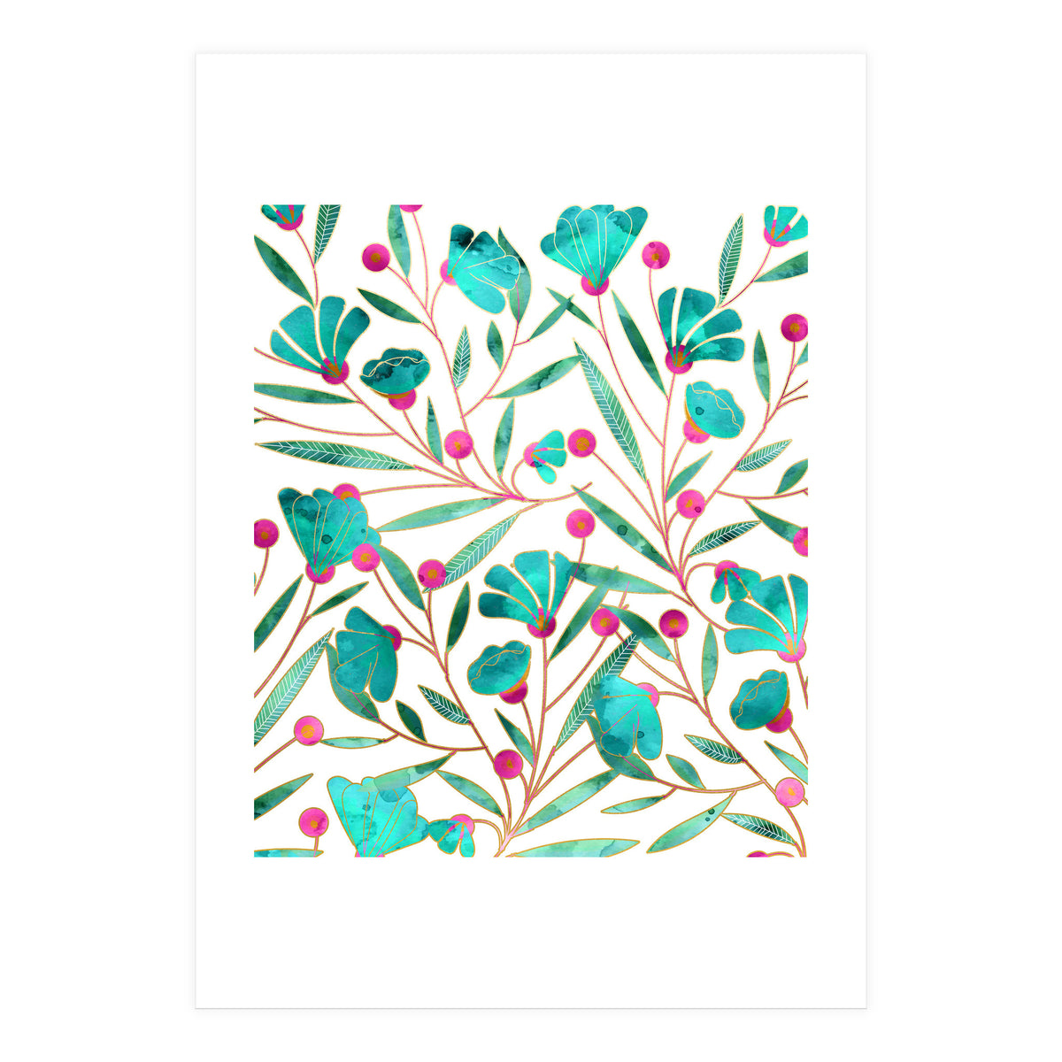 Turquoise Floral (Print Only)