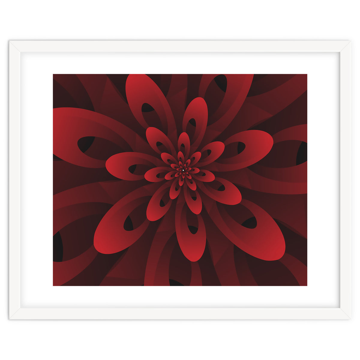 Abstract Digital Modern Red Floral 3D ART