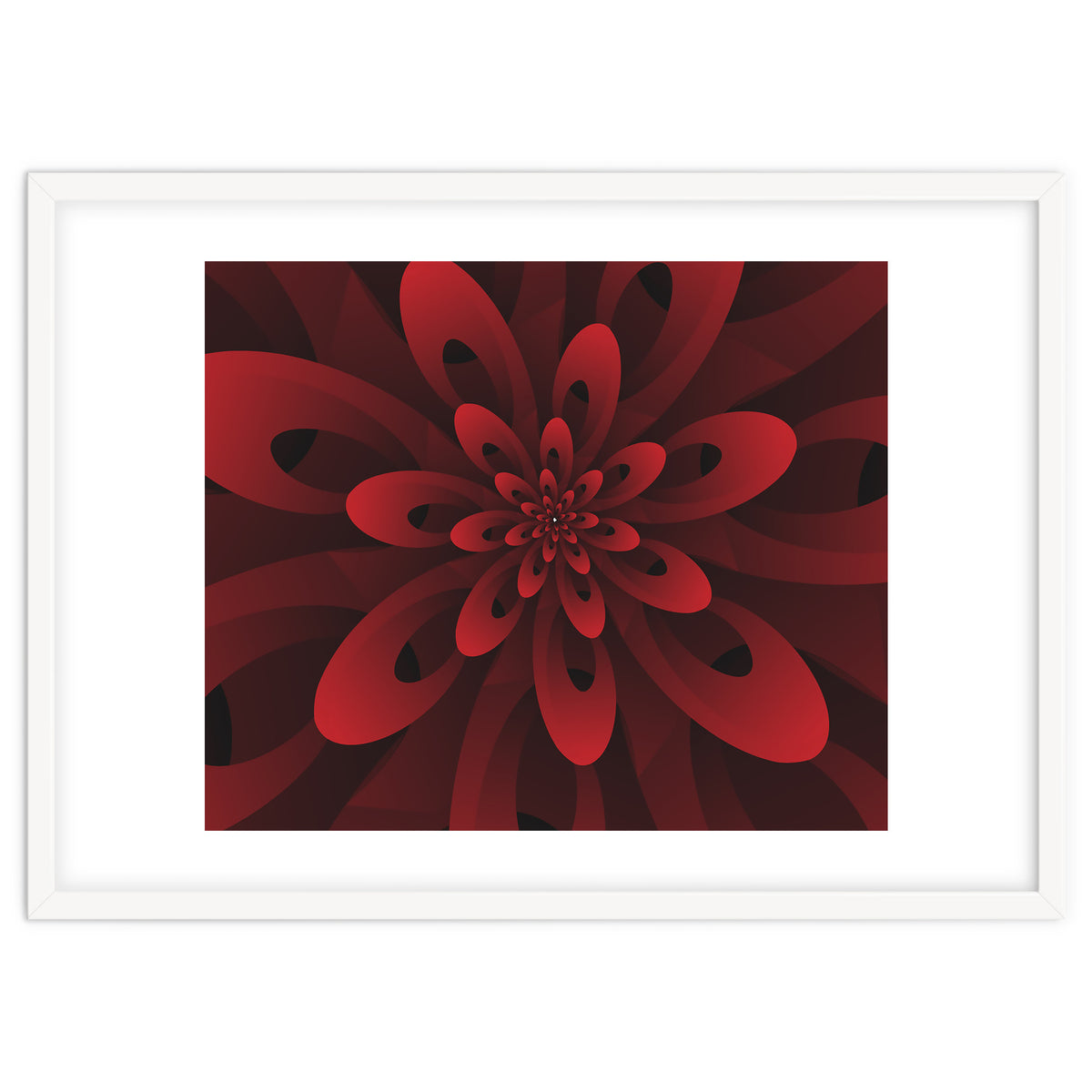 Abstract Digital Modern Red Floral 3D ART