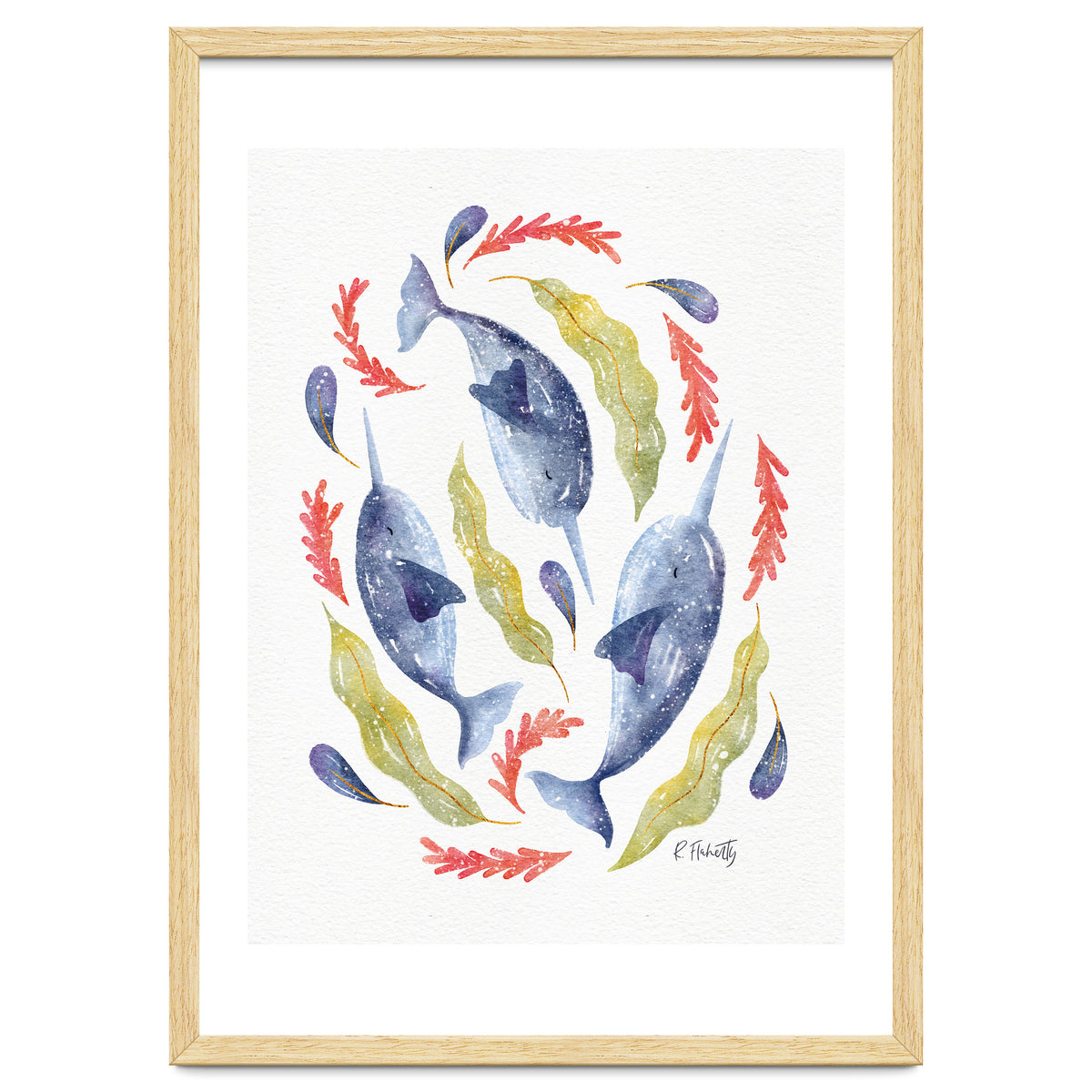 Swirling Narwhals | Blue