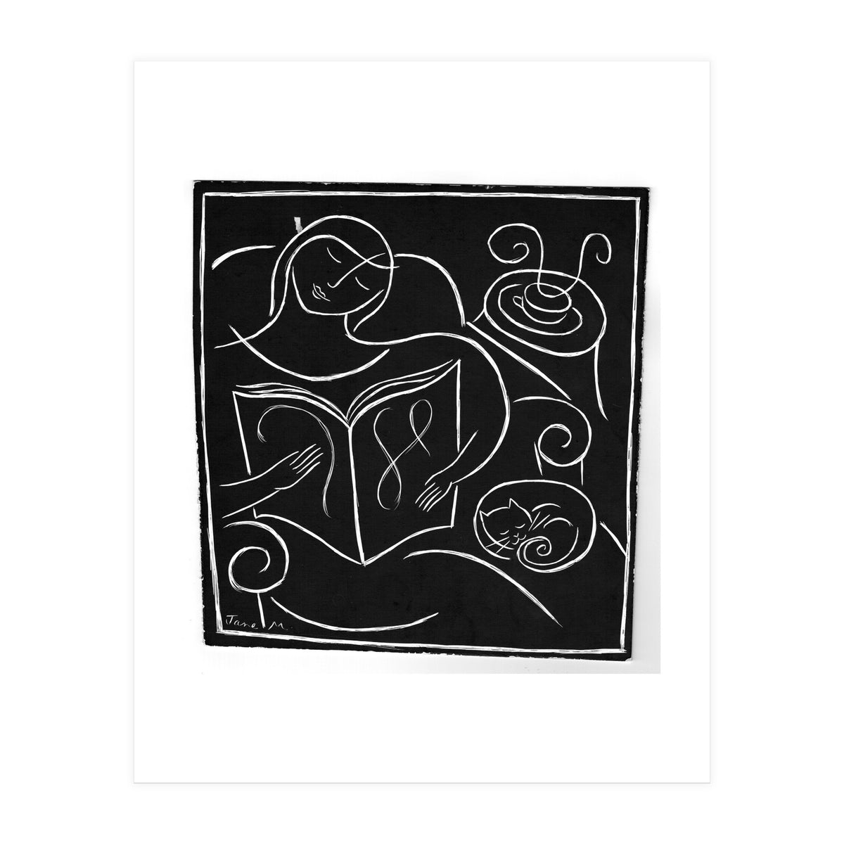 Reading With Cat (Print Only)