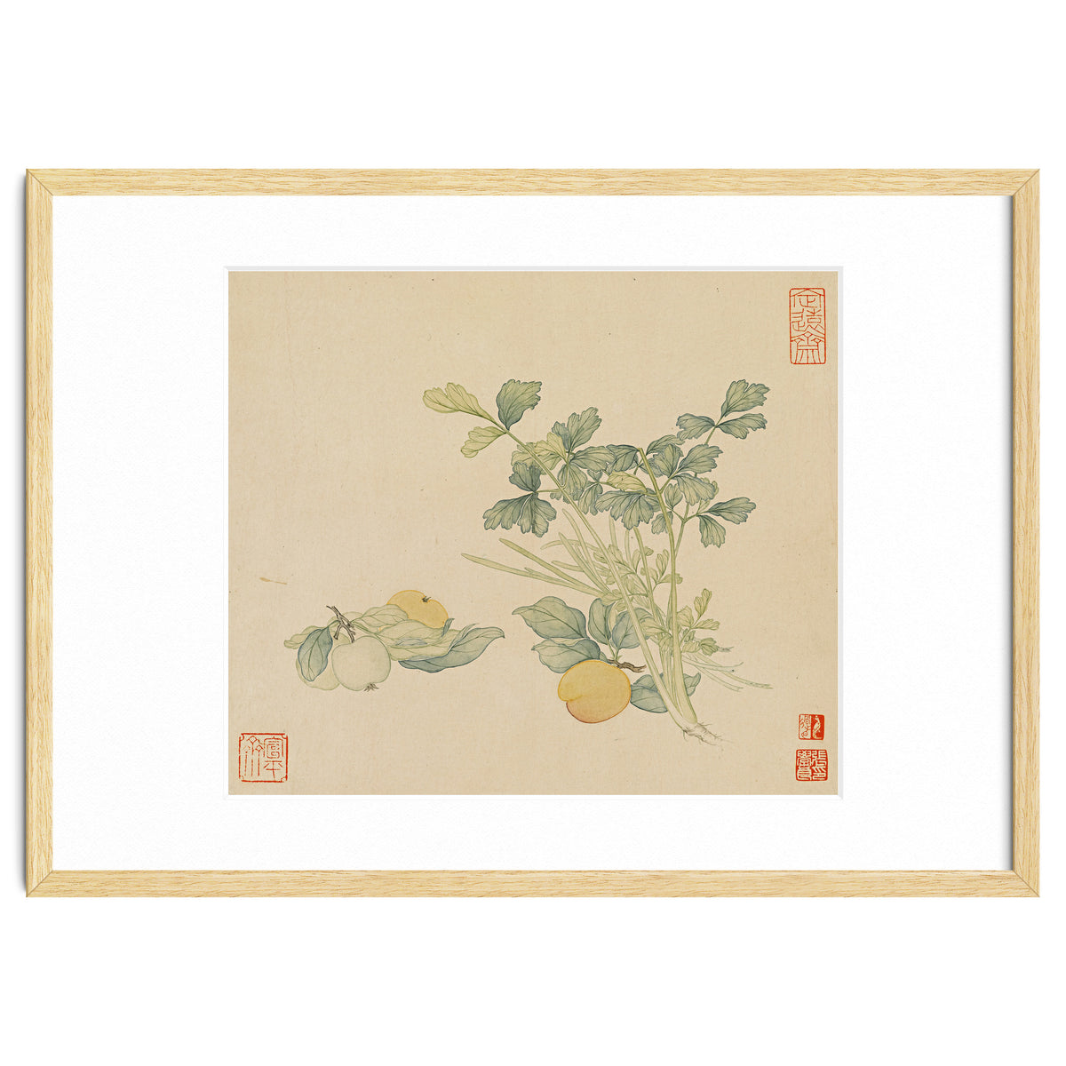 Wang Chengyu~flowers And Vegetables, Vegetables, Fruits, Plums, Apricots, Celery