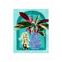 Moroccan Shelfie | Tropical Teal Plants Botanical | Exotic Modern Bohemian Eclectic Décor  (Print Only)