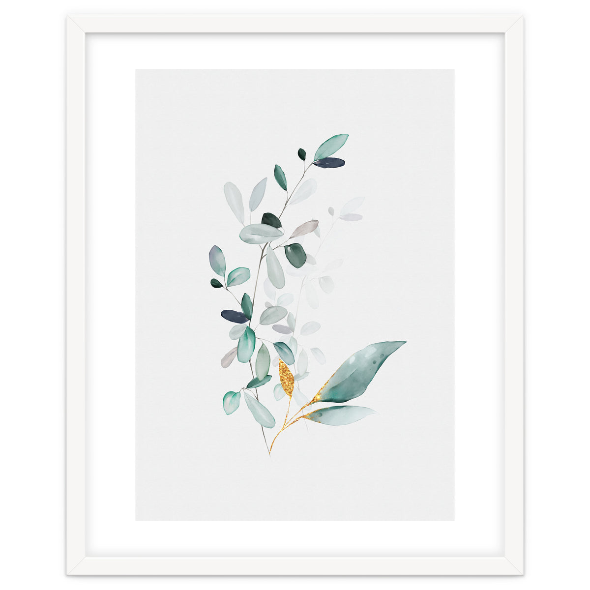 Modern Botanical Gold & Sage Study 01