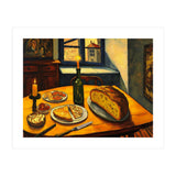 Table Setting of Bread and Cheese Oil Painting (Print Only) thumbnail