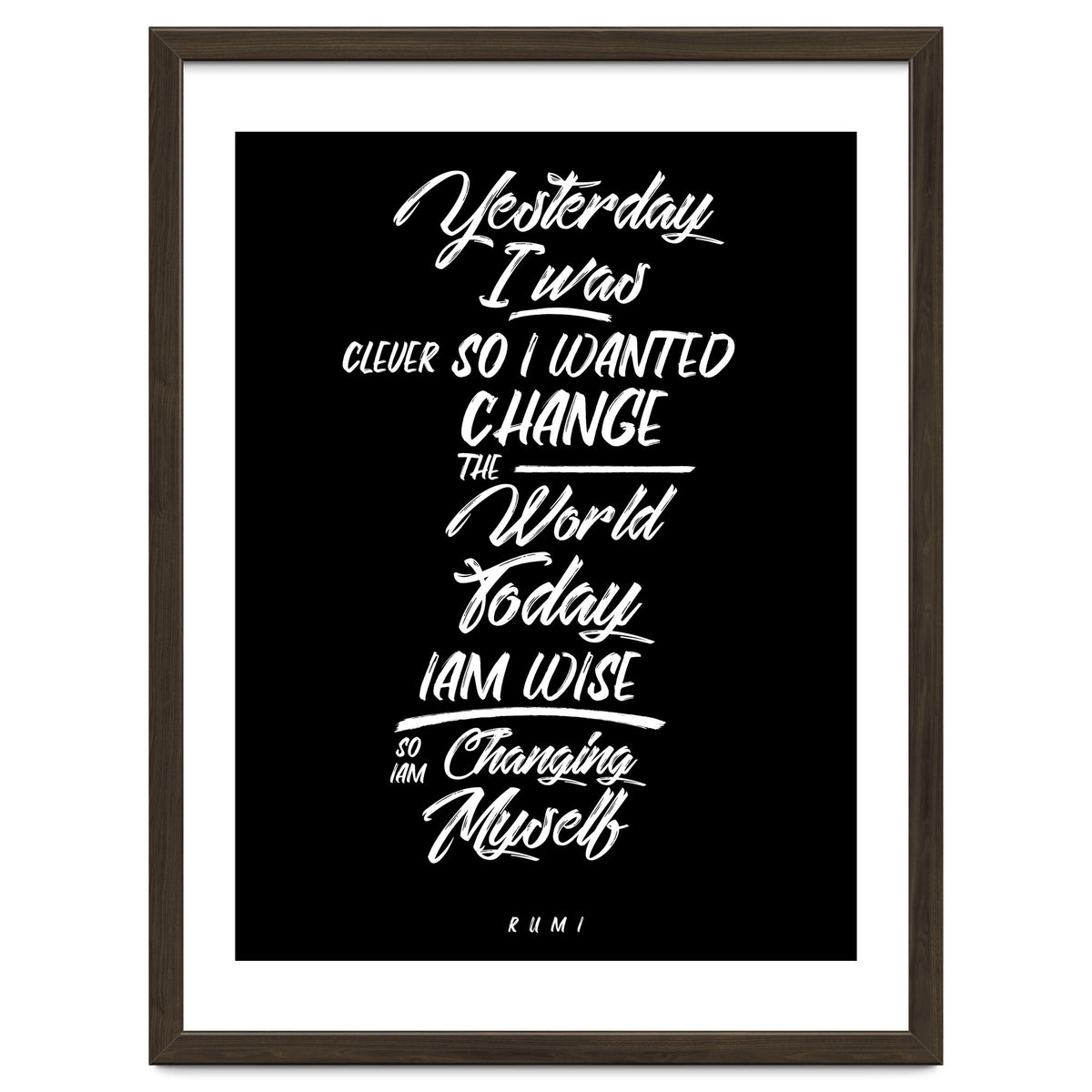 Changing Myself - Rumi Quote Typography