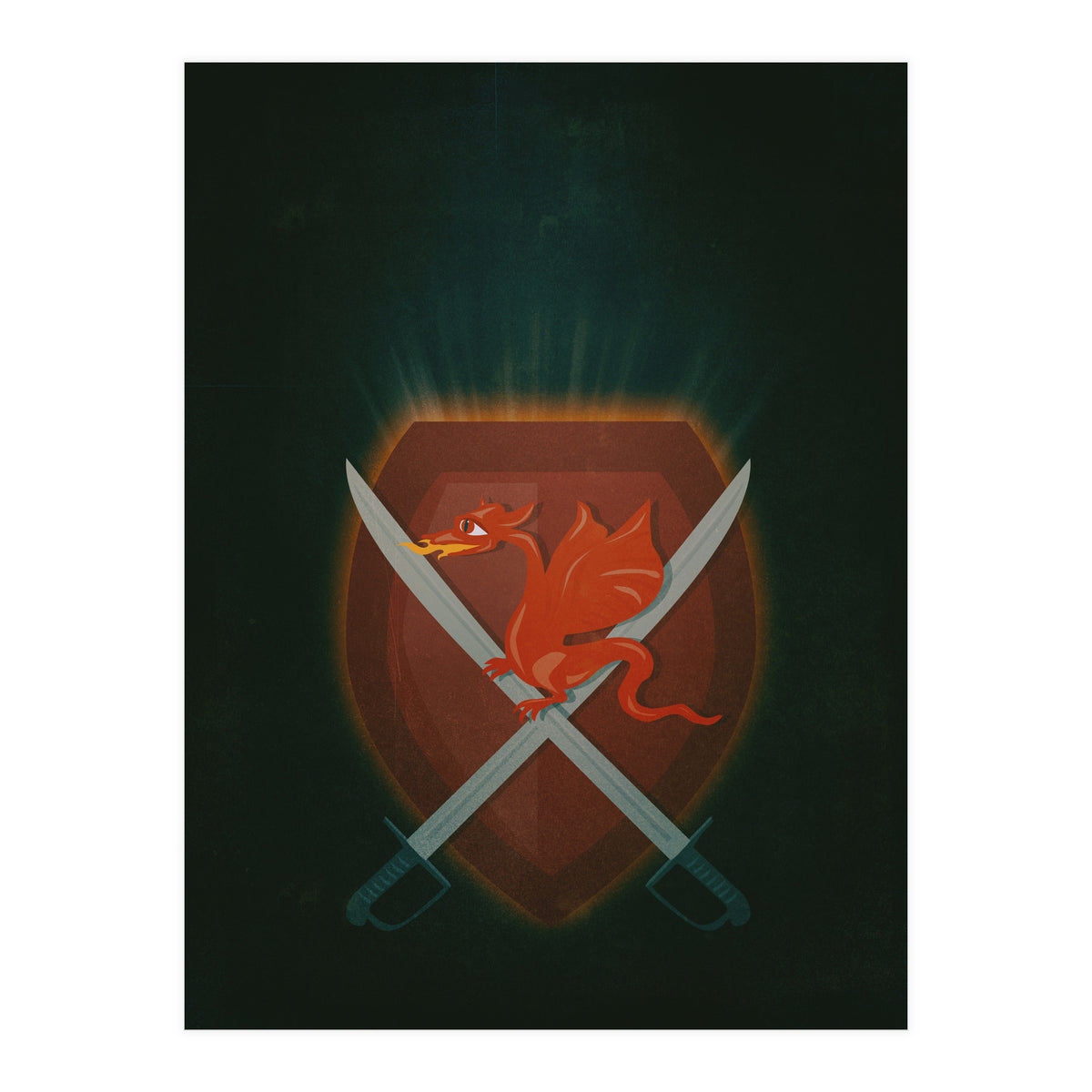 Heraldic dragon and cutlasses (Print Only)