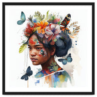 Watercolor Floral Indonesian Native Woman #2