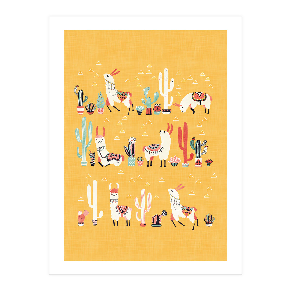 Happy Llama With Cactus In A Pot (Print Only)