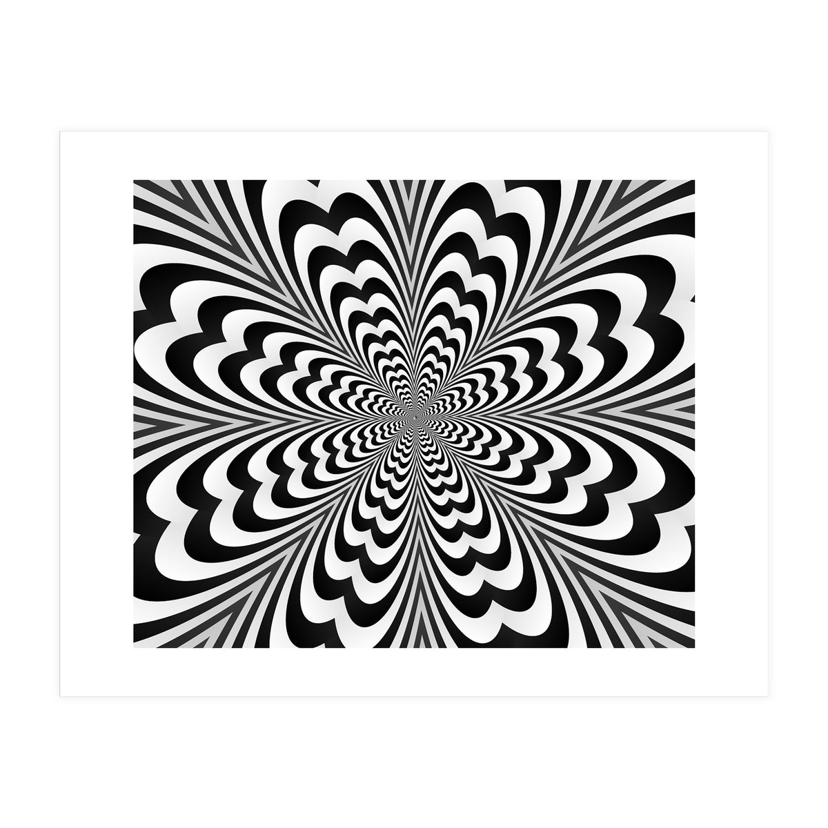 Abstract Spiral Black And White Optical Illusion (Print Only)