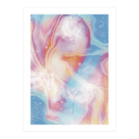 Pastel Pink Blue Space Marbling (Print Only)