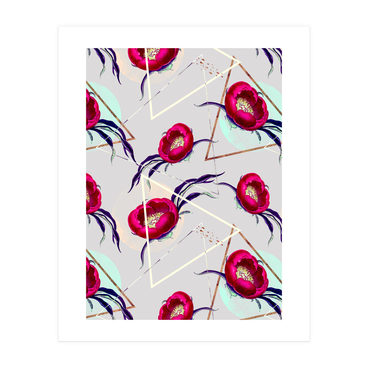 Flowery blooming with geometric II  (Print Only)