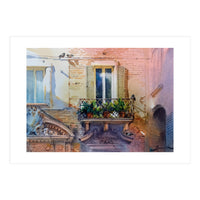 Balcony with flowers (Print Only)