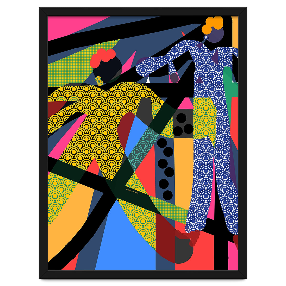 LADIES WEARING YELLOW AND BLUE PATTERNS