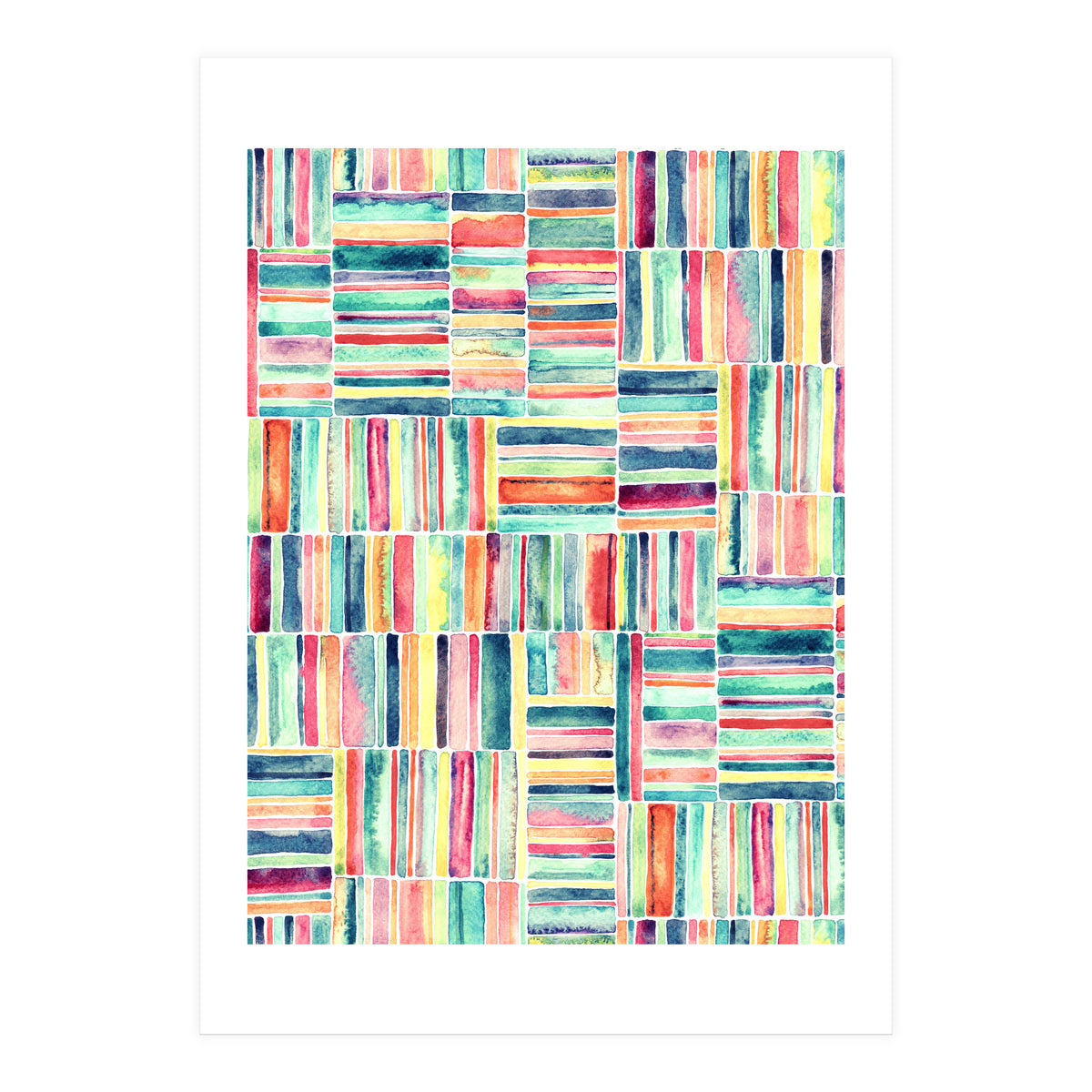 Retro Beach Chair Pastel Watercolor Stripes (Print Only)