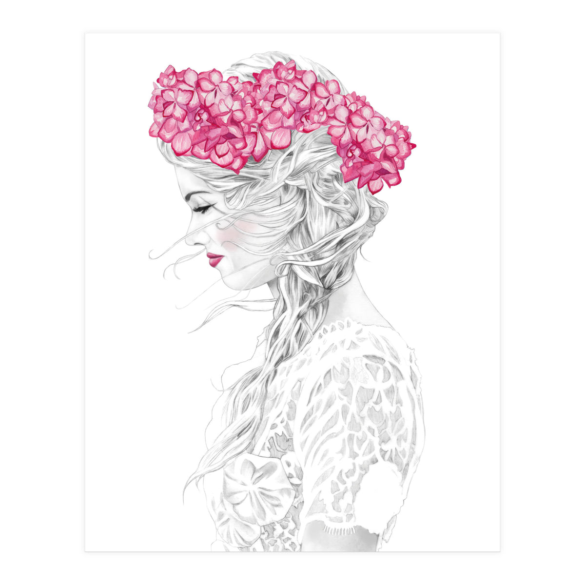 Pink Hydrangea Girl (Print Only)