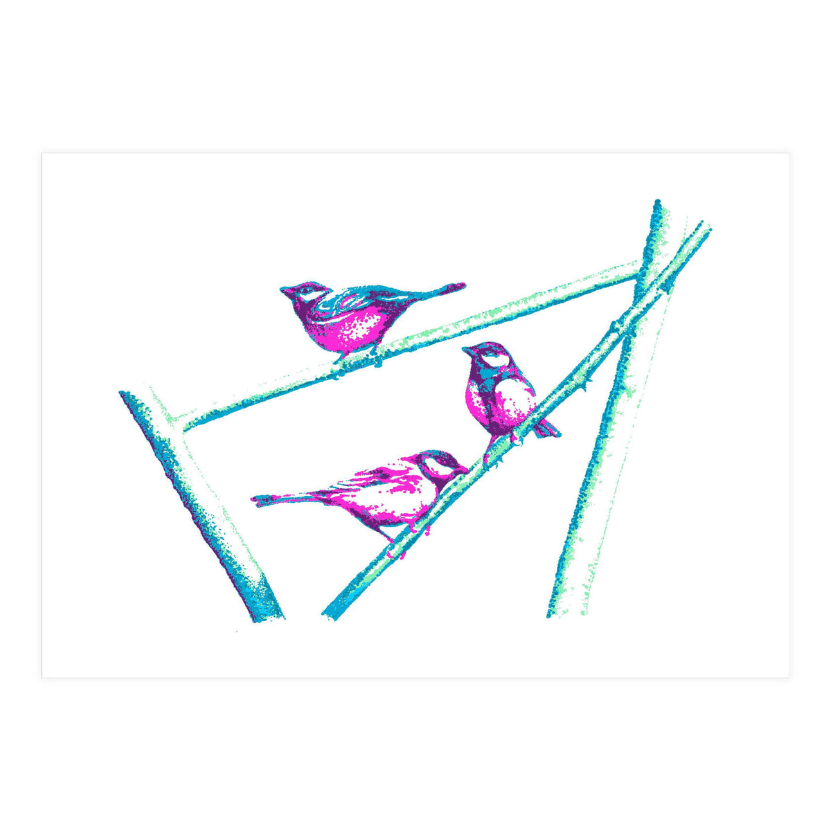 Garden Birds On A Branch (Print Only)