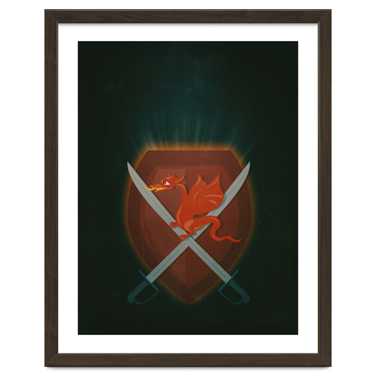 Heraldic dragon and cutlasses