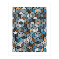 Colorful Concrete Cubes - Blue, Grey, Brown (Print Only)