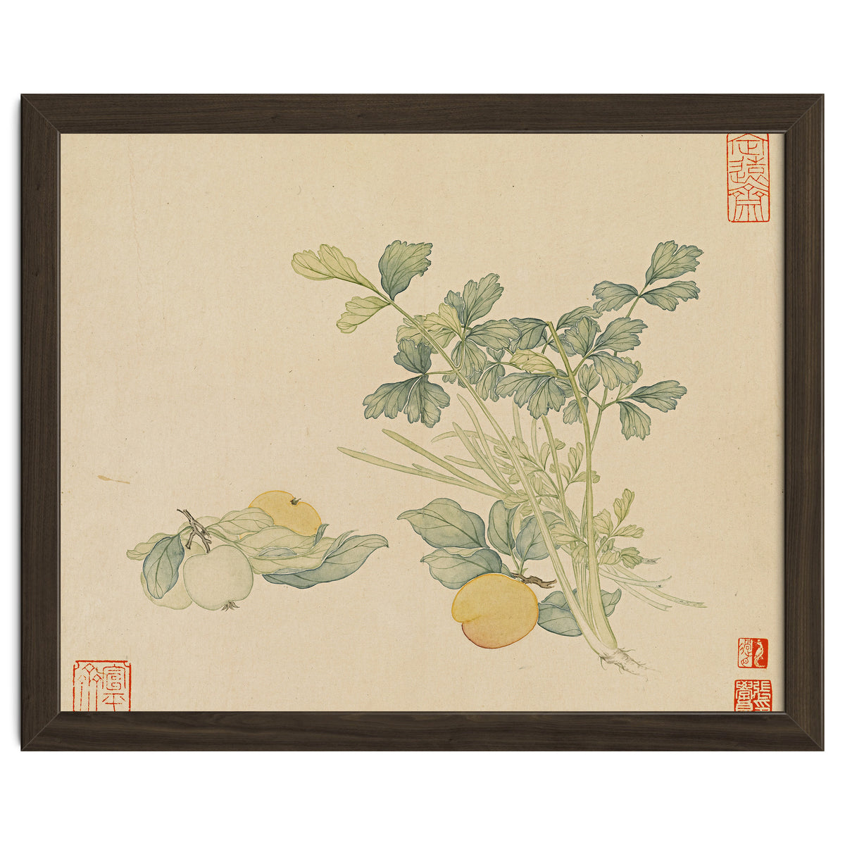 Wang Chengyu~flowers And Vegetables, Vegetables, Fruits, Plums, Apricots, Celery