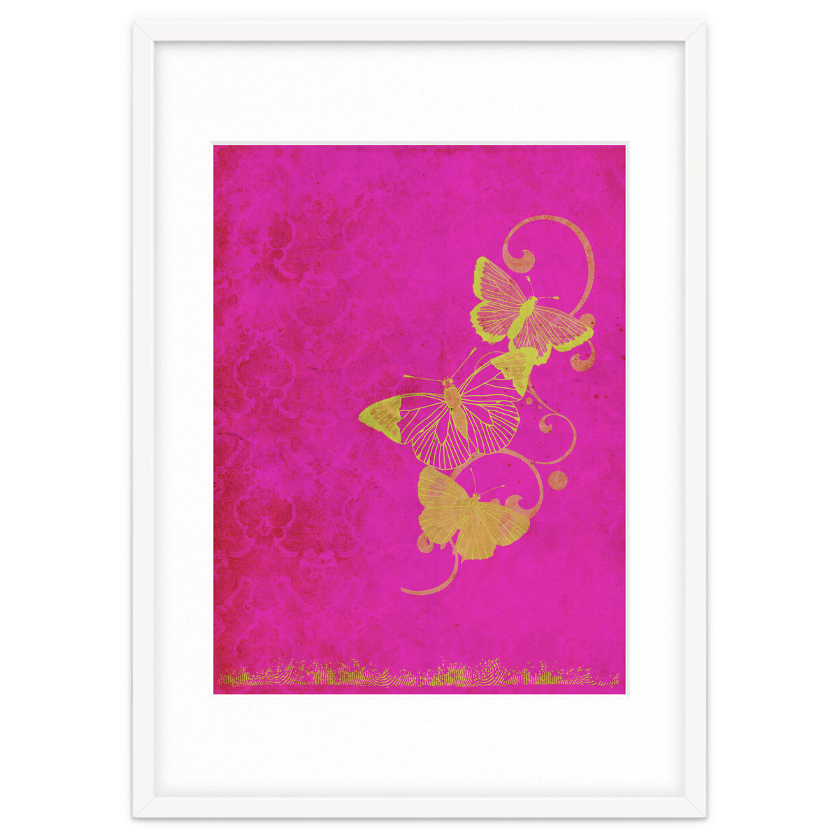 Yellow Butterflies on Pink