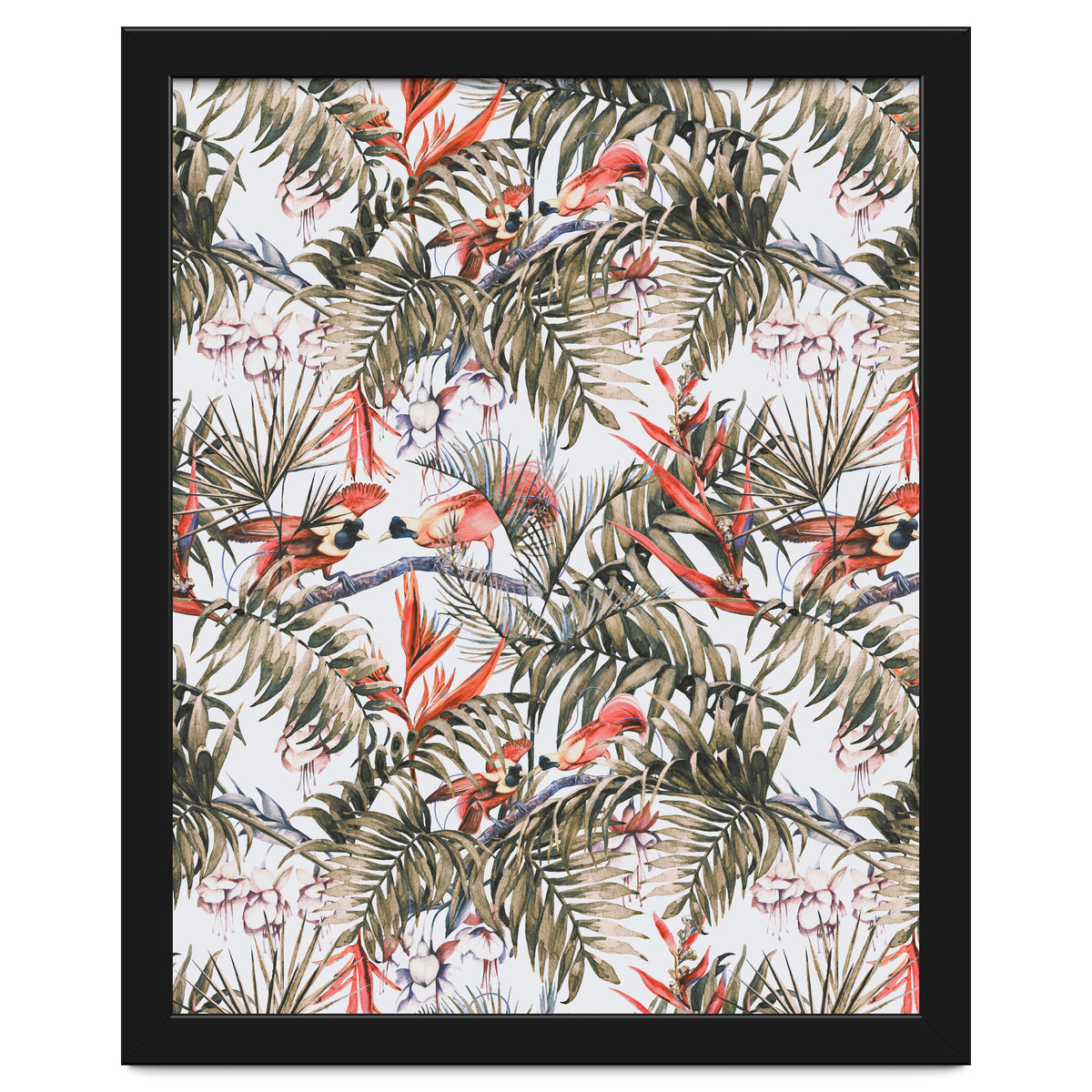 Exotic birds in the jungle paradise