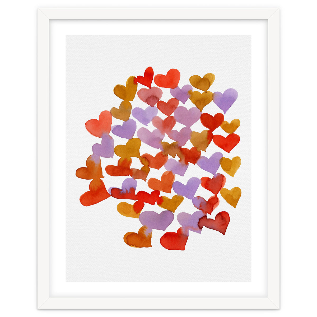 Watercolor melting hearts - retro