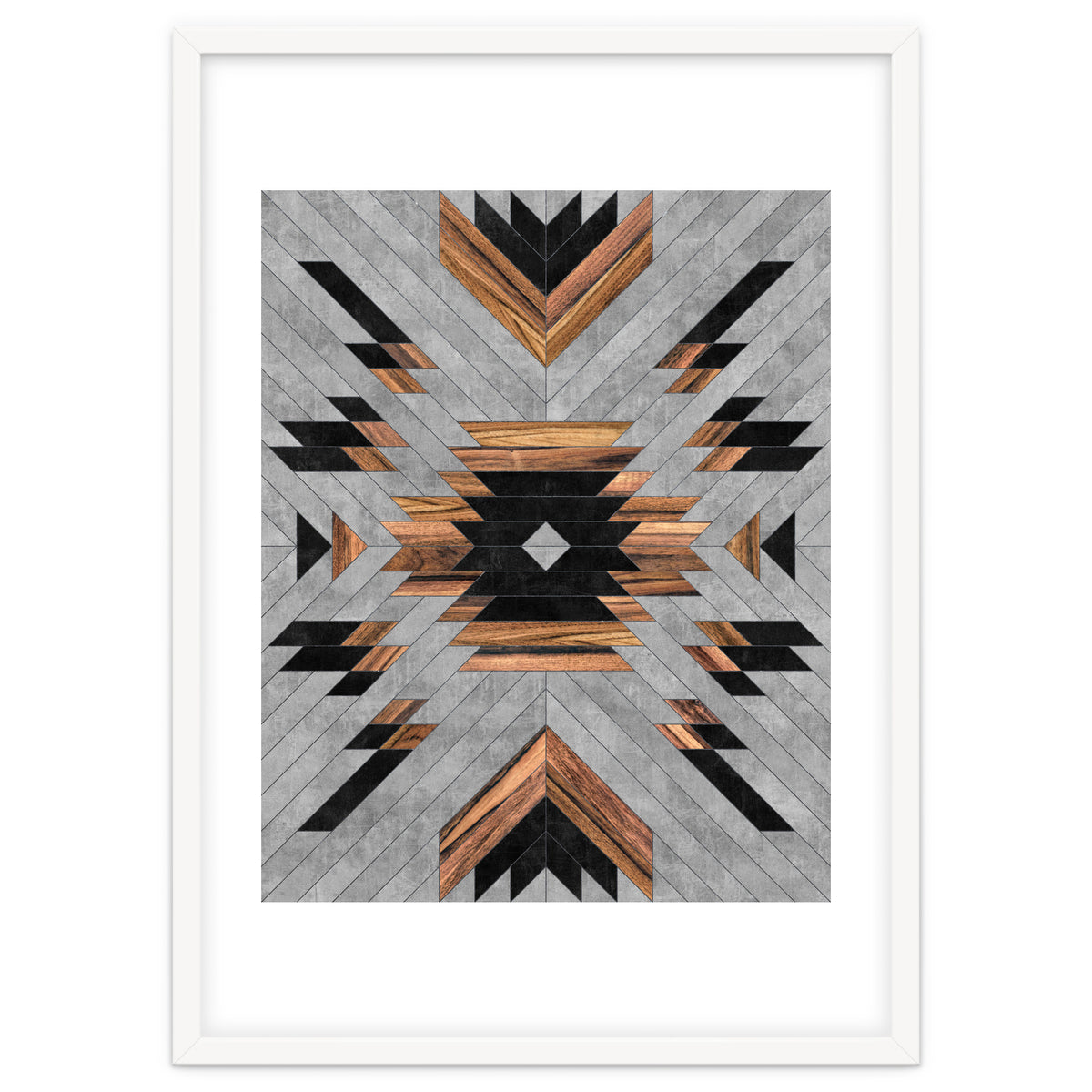 Urban Tribal Pattern No.6 - Aztec - Concrete and Wood