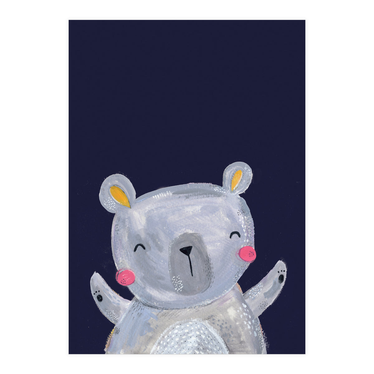 Woodland Bear On Navy (Print Only)