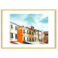 Burano Island | Colorful Patel Architecture Building | Watercolor Travel Painting