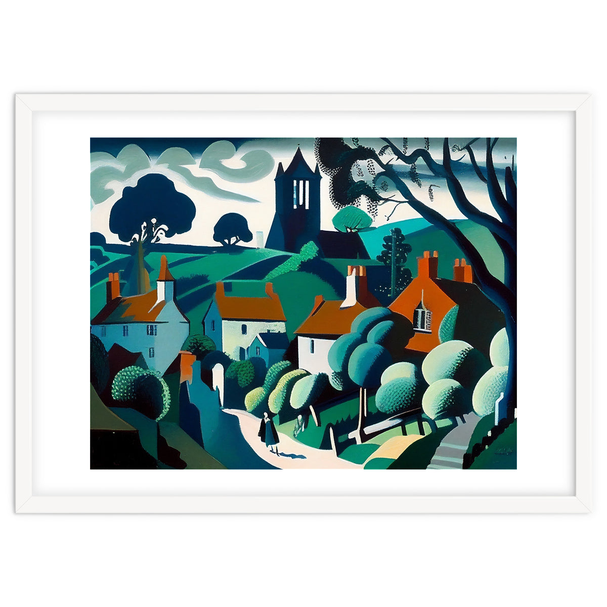 English Country Village Painting