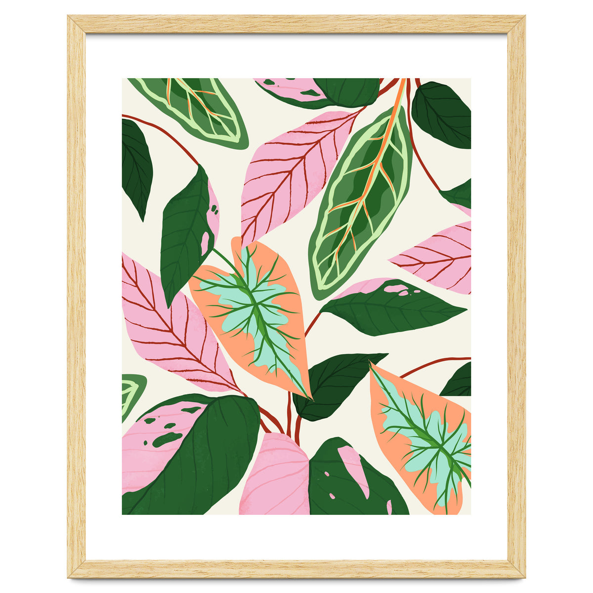 The Inseparable V.01, Nature Botanical Plants, Blush Leaves Modern Boho, Pastel Illustration Garden