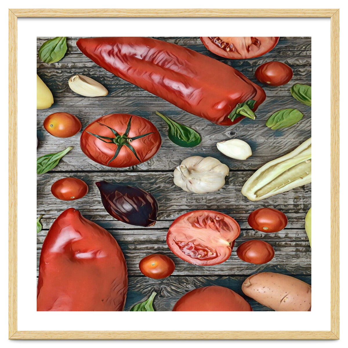 Tomatoes and bell peppers, healthy table