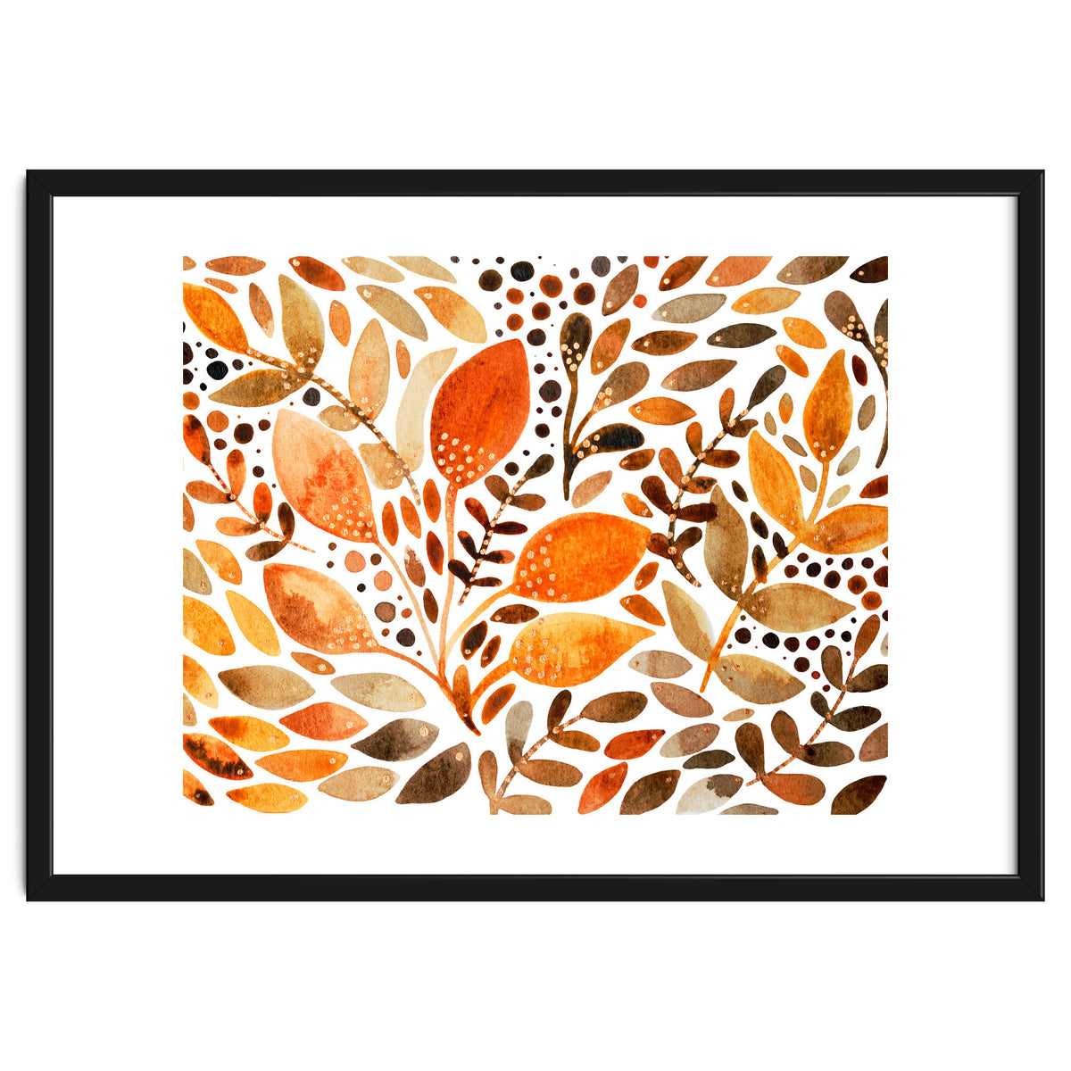 Watercolor modern foliage - autumn palette