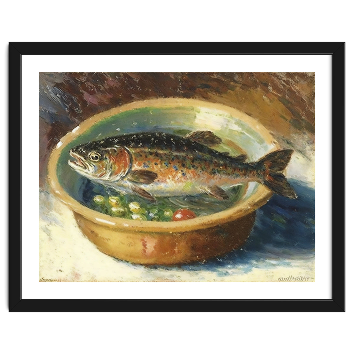 Trout in a Bowl Oil Painting