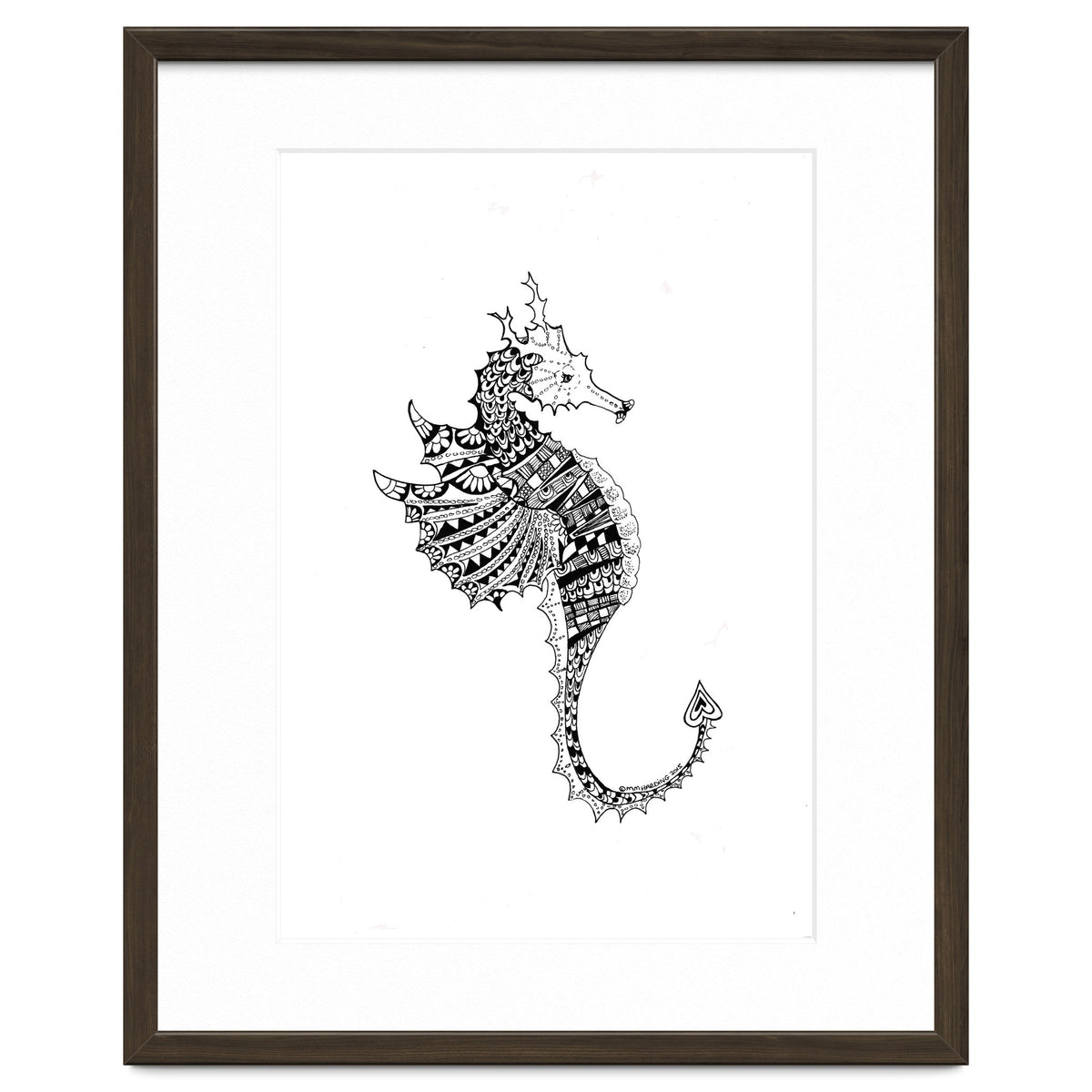 Seahorse Dragon Zen Doodle