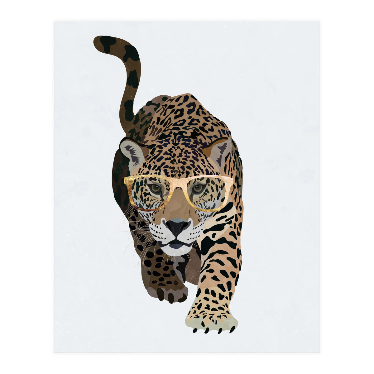 Catwalk Jaguar Wearing Gold Glasses (Print Only)