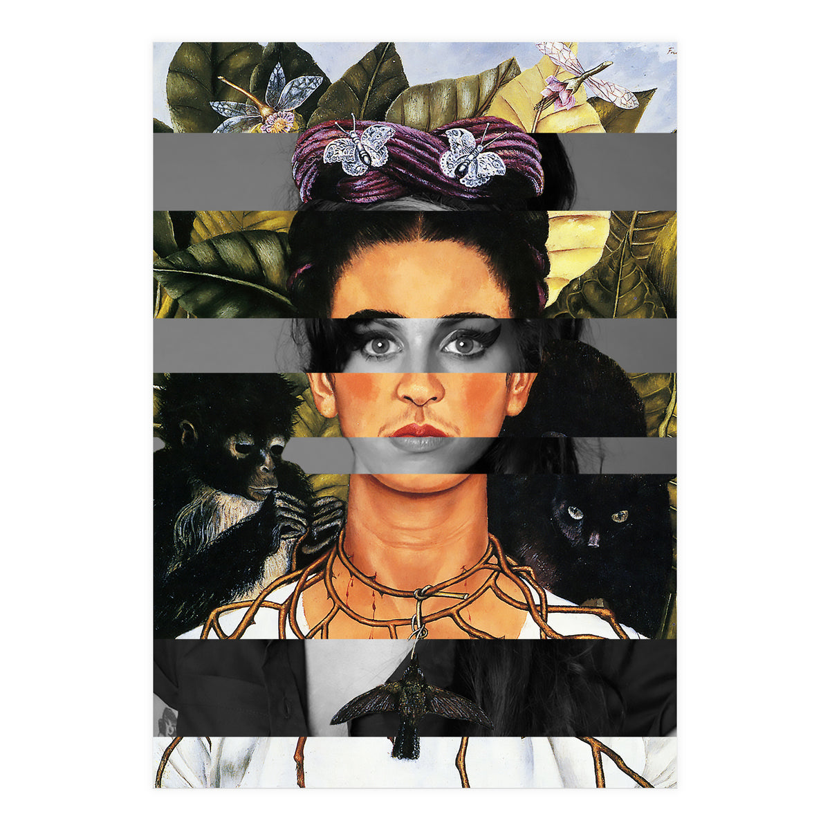 Frida's Self Portrait With Thorn Necklace & Amy Winehouse (Print Only)