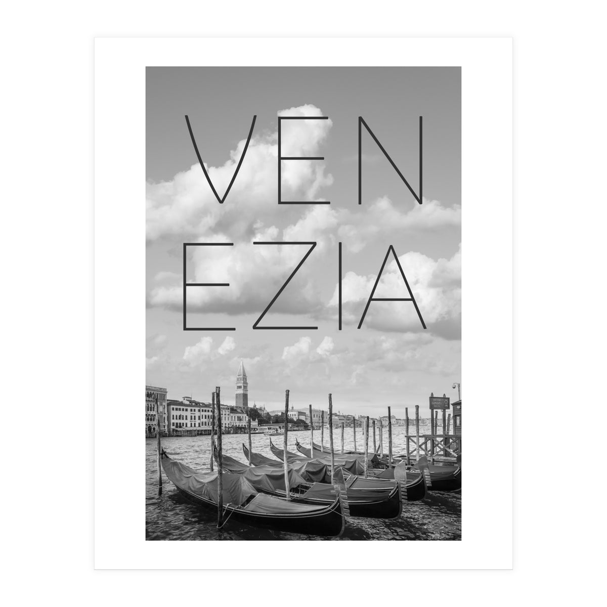 VENICE Grand Canal and St Mark's Campanile | Text & Skyline (Print Only)
