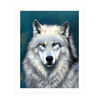 The Wolf, Animal Portrait Painting, Wildlife Forest Jungle Dog, Mystery Eclectic Rustic (Print Only)