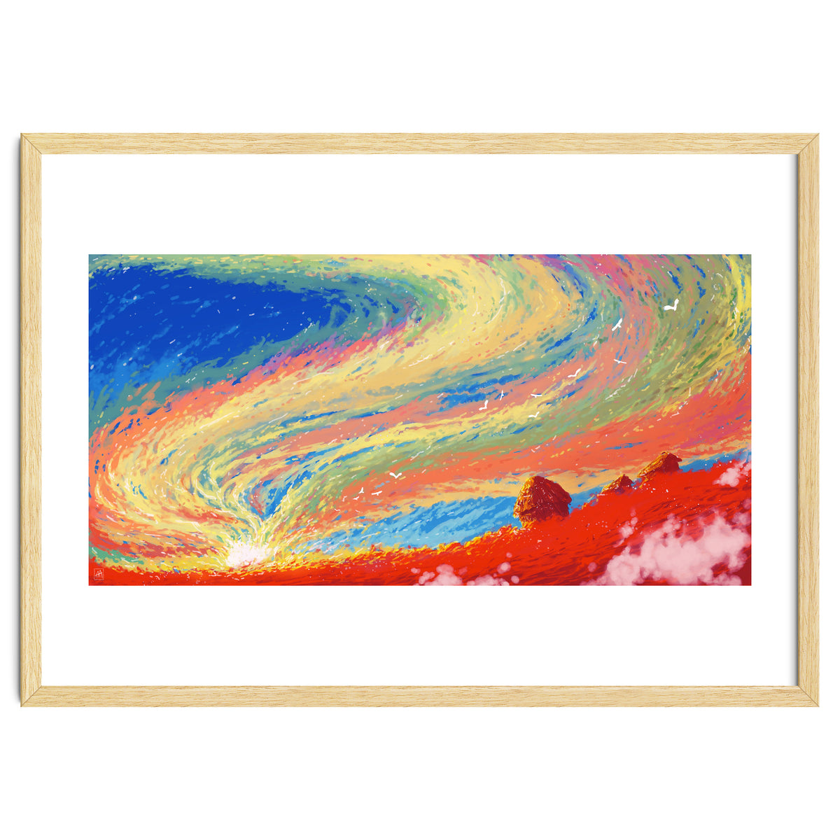 Haystacks At Sunset Reimagined