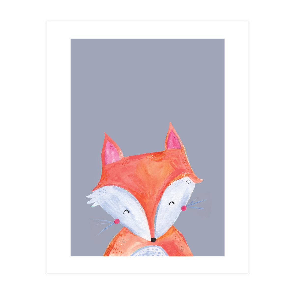 Woodland Fox On Grey (Print Only)