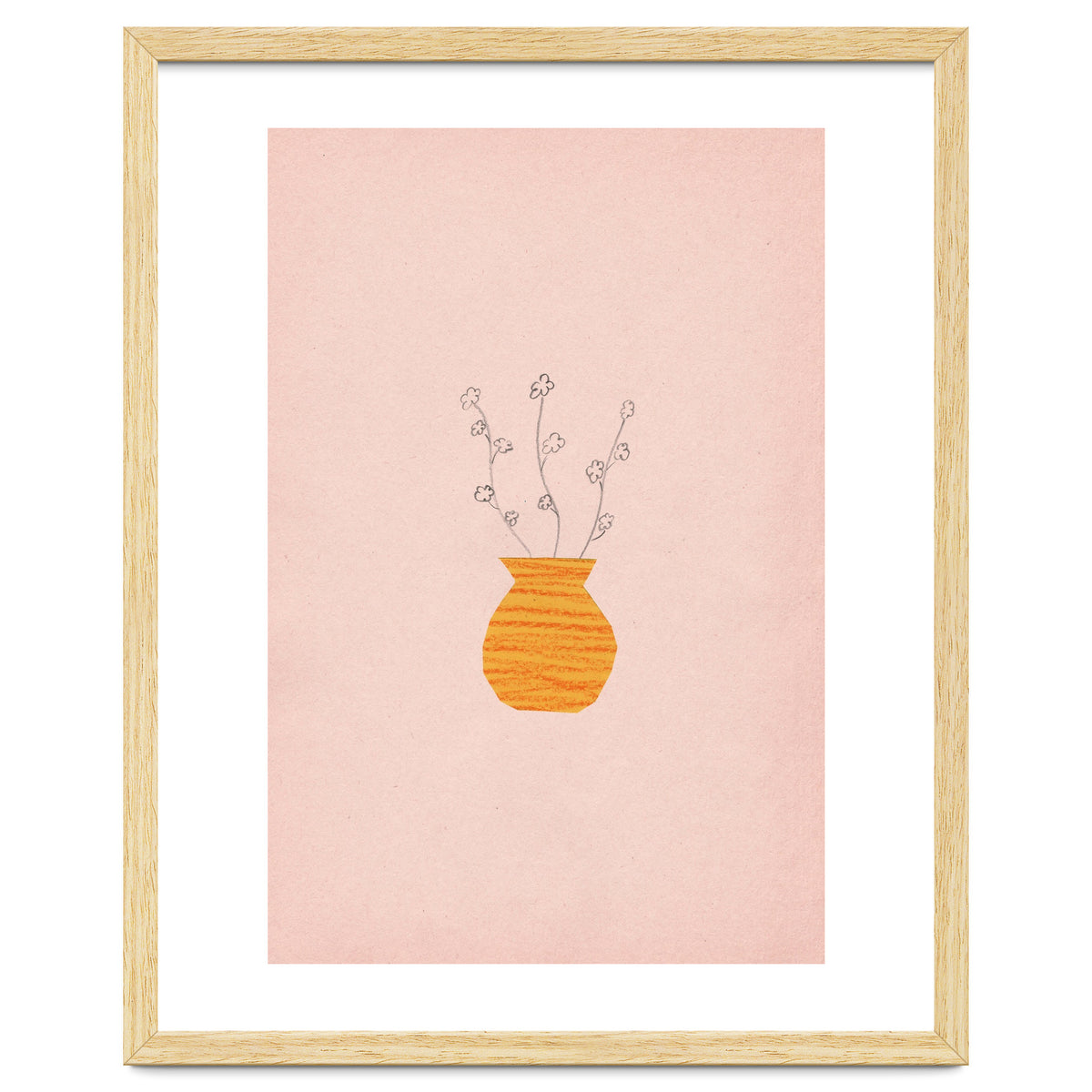 Pink and orange botanical art