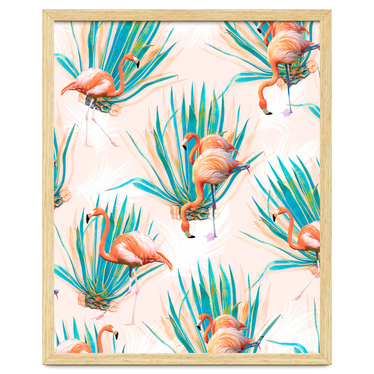 Anaglyph Flamingos with cactus