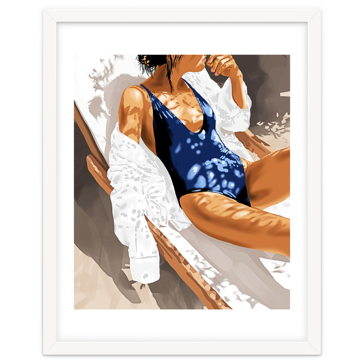 Girls Just Wanna Have Sun Painting, Woman Fashion Swim Beach Vacation Travel Summer Illustration