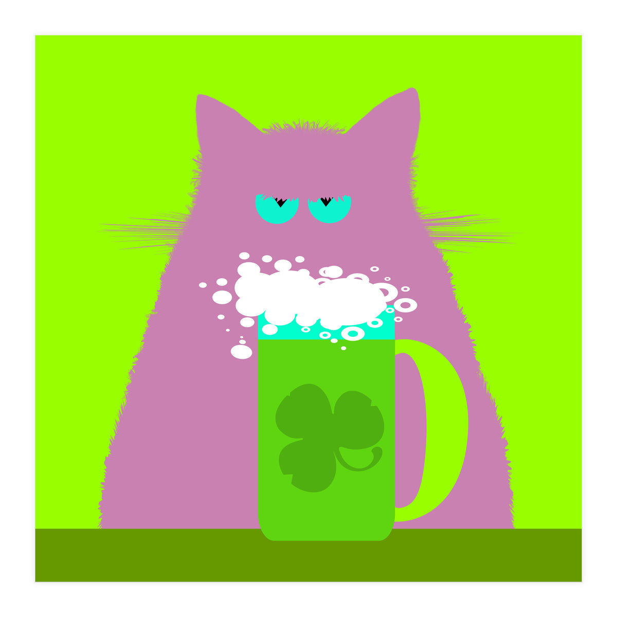 Saint Patrick's Day Lilac Cat  (Print Only)